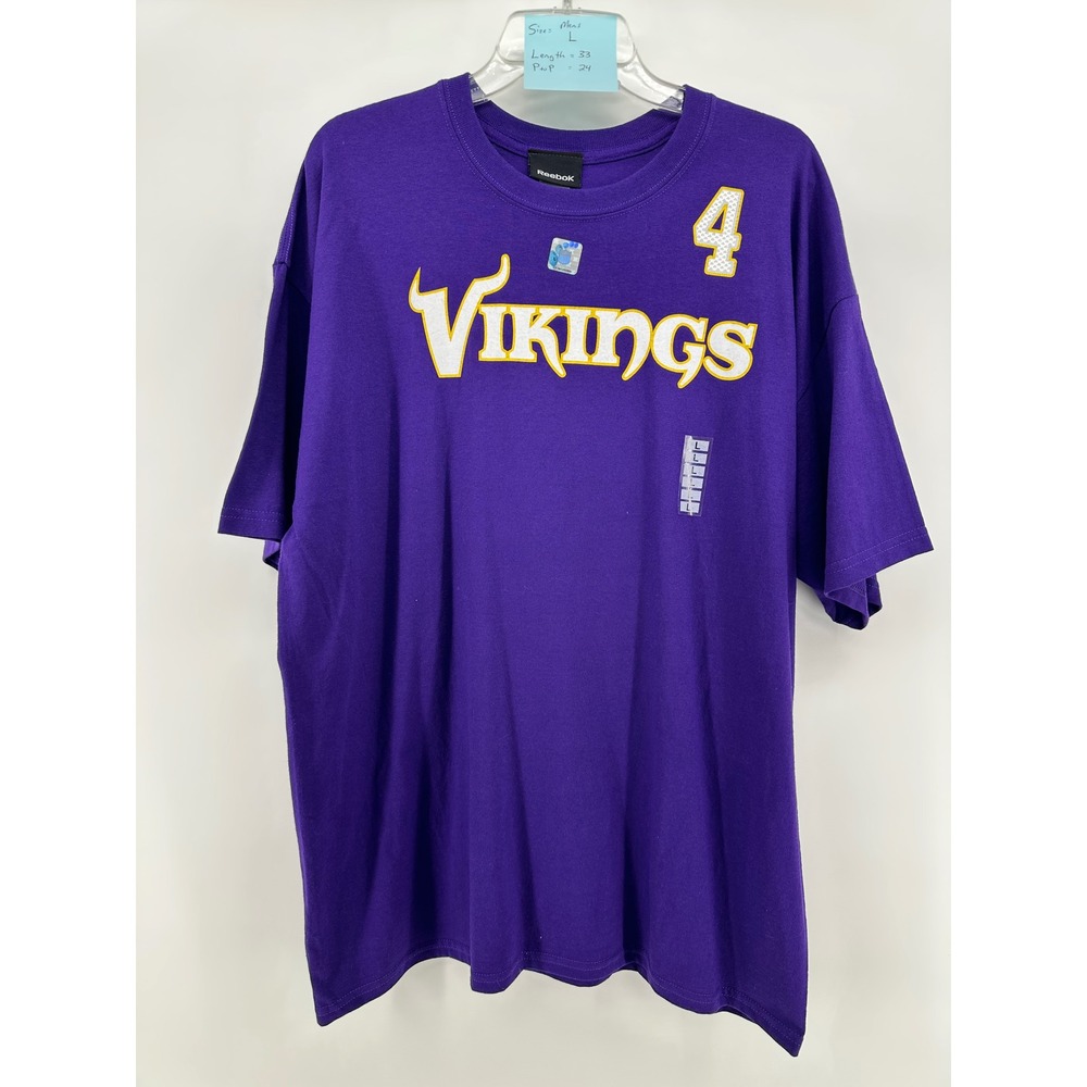 Reebok Mens Minnesota Vikings Brett Favre 4 Purple Jersey T-Shirt Large New